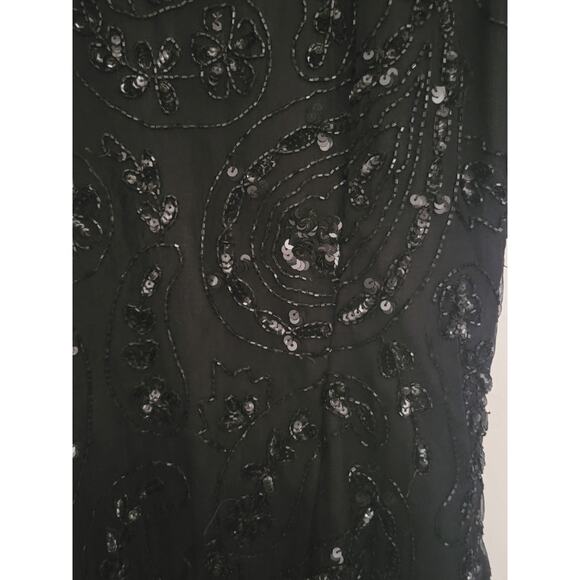 Lawrence Kazar New York Black Cocktail Dress  Pure Silk Size S Sequences Vintage - Picture 7 of 10